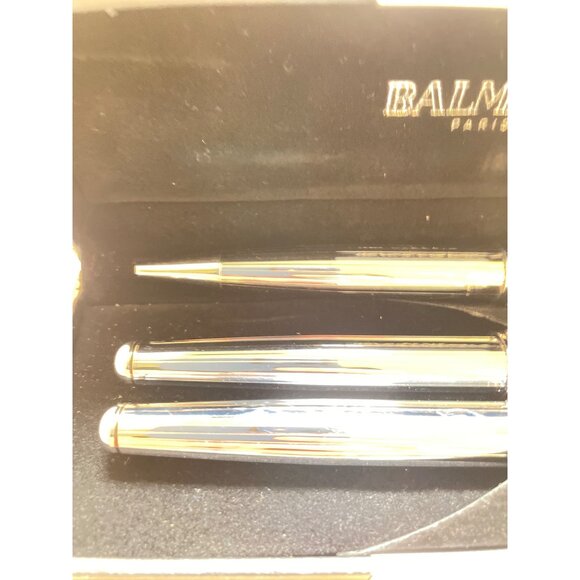 Balmain Paris Chrome Pen & Pencil Set In Black Gift Box - Picture 11 of 11